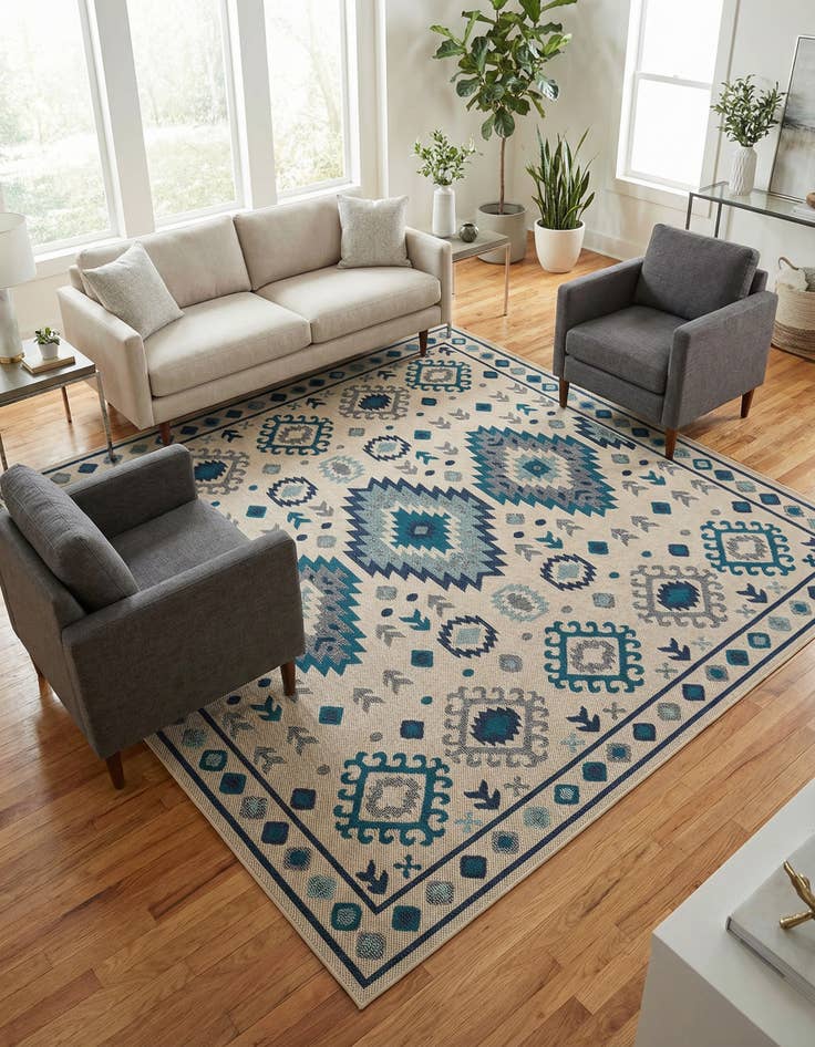 Detail image of 10' x 10' Easy-Clean Baja Indoor / Outdoor Square Rug