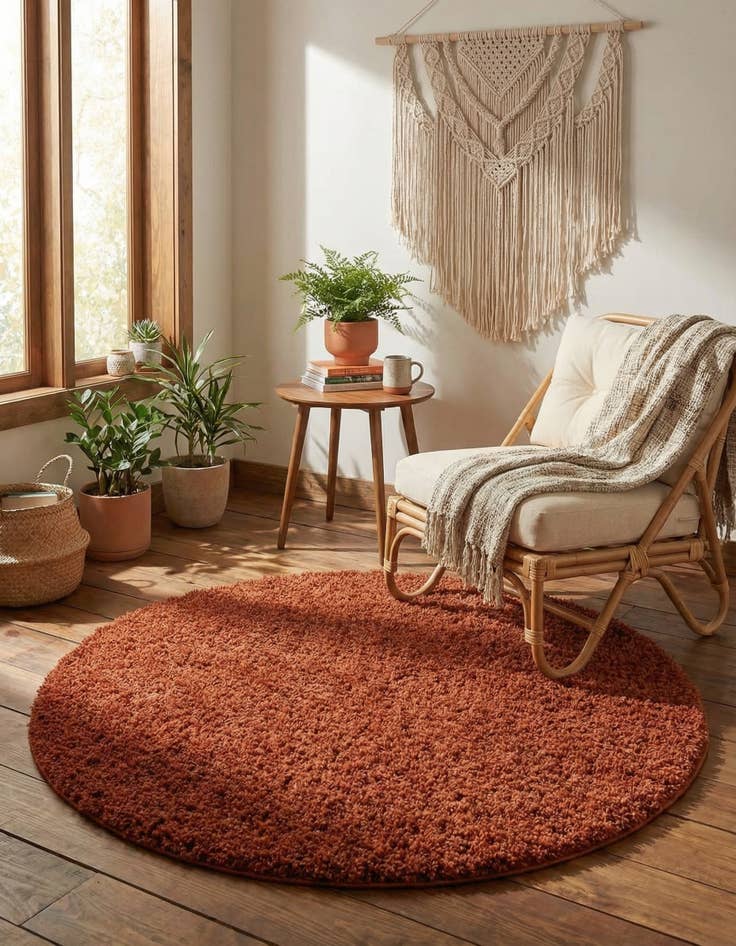 Detail image of 5' 3 x 5' 3 Solid Shag Round Rug