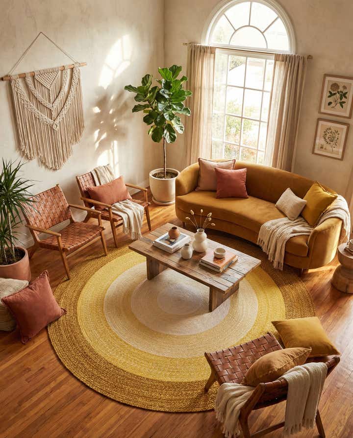 7' 10 x 7' 10 Handmade Hand Braided Wool Round Rug