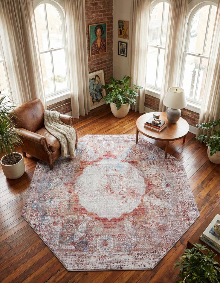 Detail image of 7' 10 x 7' 10  Washable Yara Octagon Rug