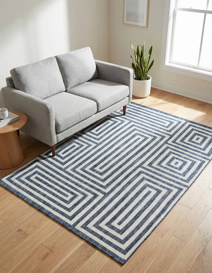 Detail image of  5' 3 x 8'  Washable Modern Indoor / Outdoor Rug