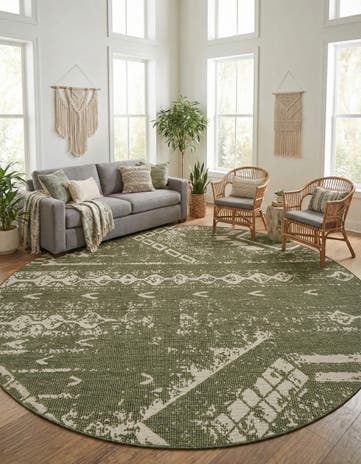 13' x 13' Easy-Clean Bohemian Indoor / Outdoor Round Rug