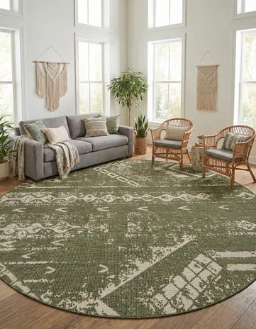 13' x 13' Easy-Clean Bohemian Indoor / Outdoor Round Rug