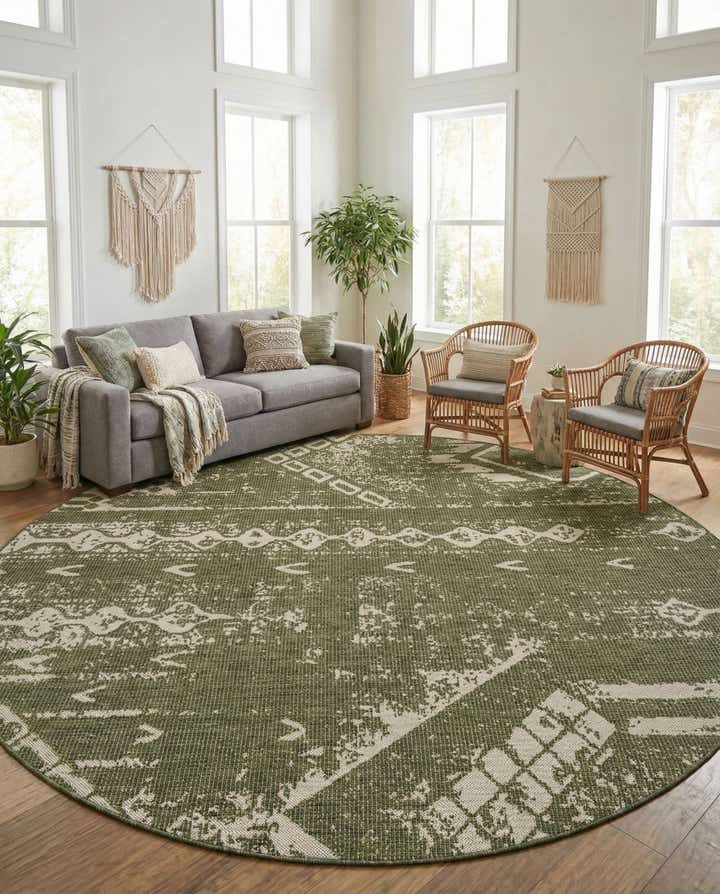 13' x 13' Easy-Clean Bohemian Indoor / Outdoor Round Rug