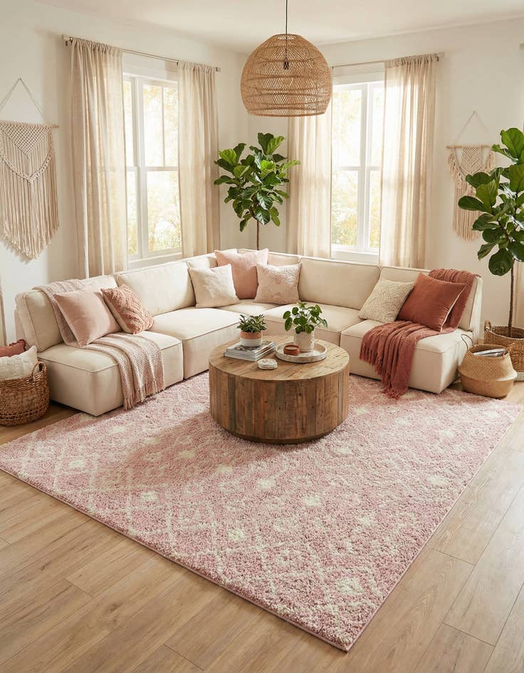 Detail image of 10' x 10' Moroccan Trellis Shag Square Rug