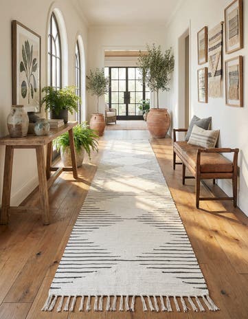 White Hand Woven Chindi Cotton Runner Rug