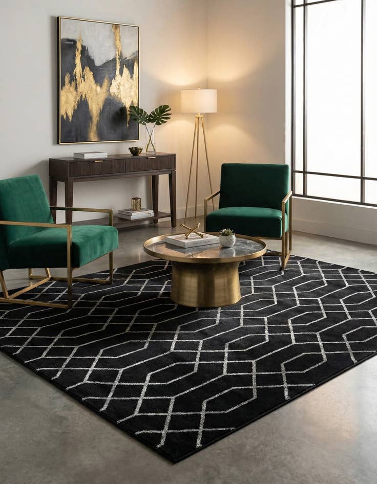Detail image of 7' 10 x 7' 10 Marilyn Monroe™ Glam Trellis Square Rug
