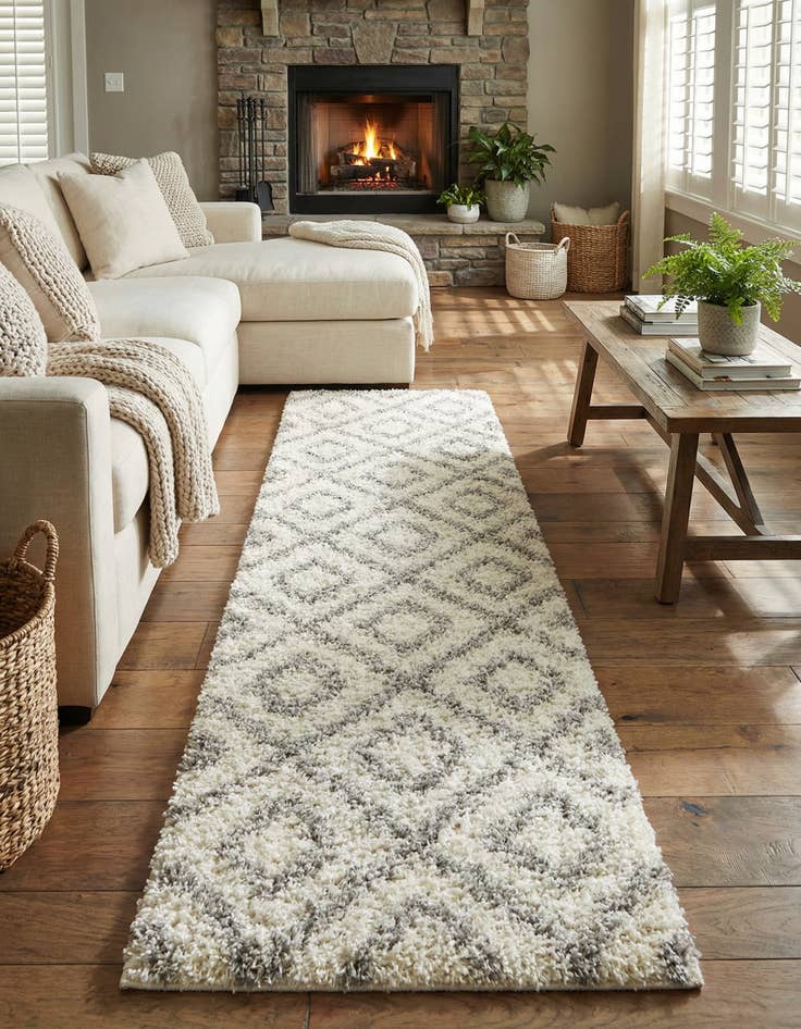 Detail image of 2' x 7' Trellis Shag Runner Rug