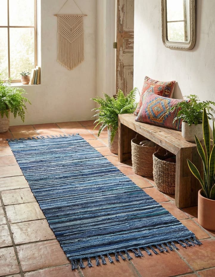 2' 2 x 6' 7 Hand Woven Chindi Cotton Runner Rug