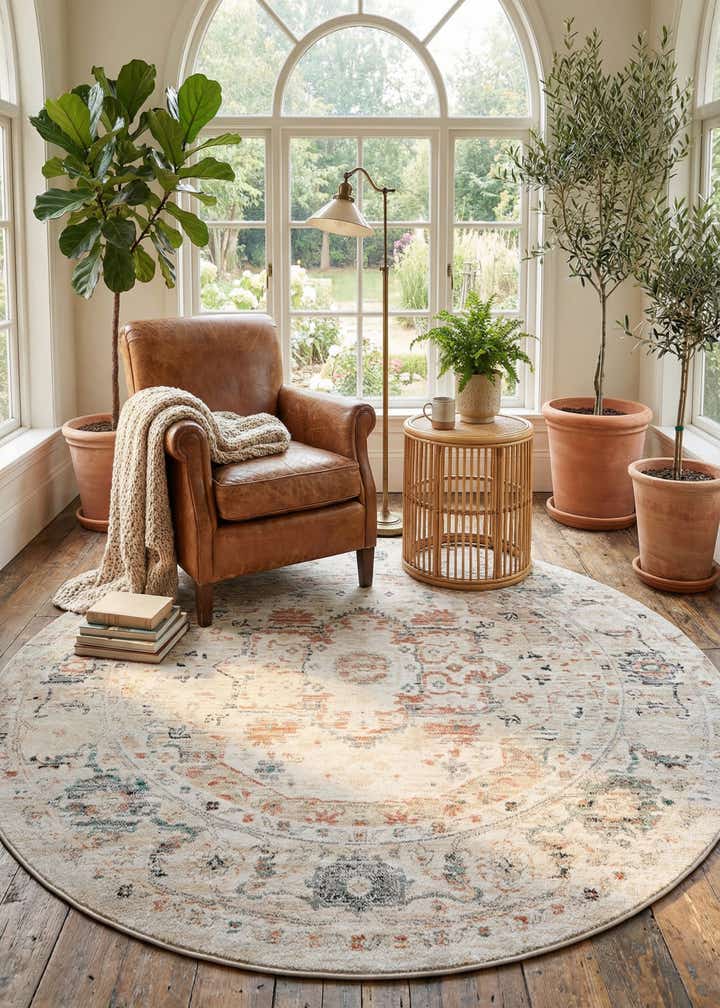 7' 10 x 7' 10 Madeline Vintage Round Rug