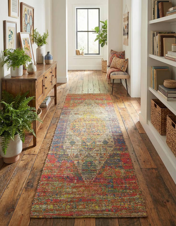 Detail image of 2' 2 x 6' 1 Hand Woven Chenille Jute Runner Rug