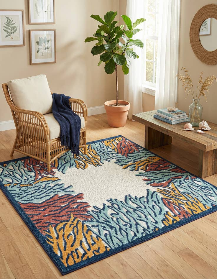 Detail image of 5' 3 x 5' 3 Easy-Clean Belize Indoor / Outdoor Square Rug