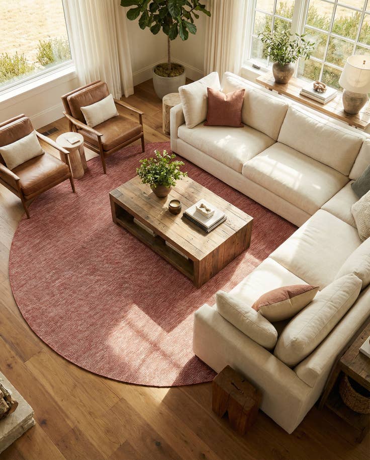 Detail image of 13' x 13' Easy-Clean Solid Indoor / Outdoor Round Rug