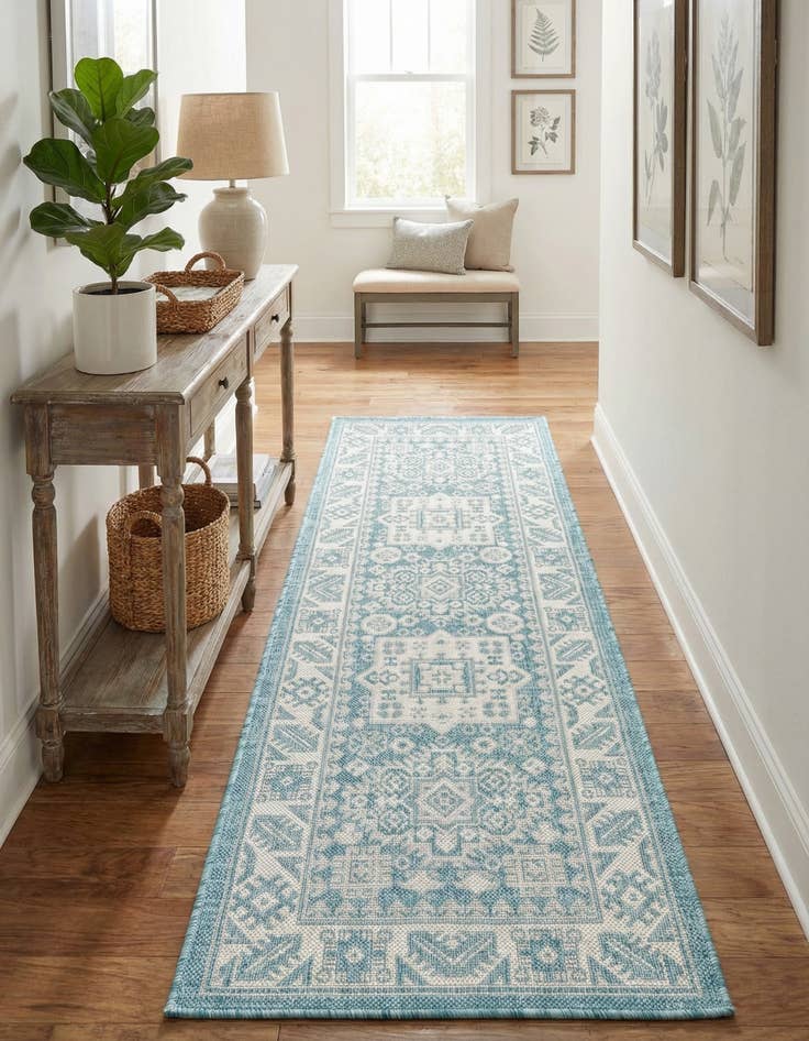 Detail image of 2' x 6'  Washable Aztec Indoor / Outdoor Runner Rug