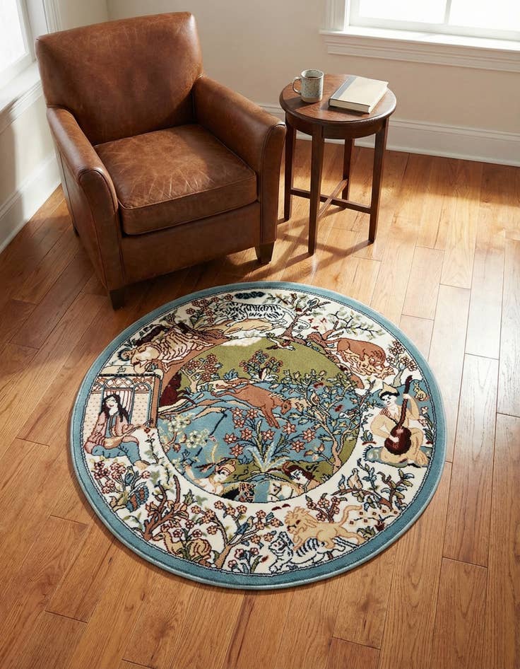 Detail image of 3' x 3' Nain Design Round Rug