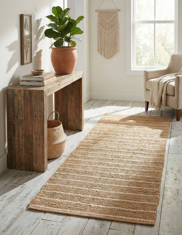 Detail image of 2' 7 x 8' Hand Braided Laurel Handwoven Jute Runner Rug