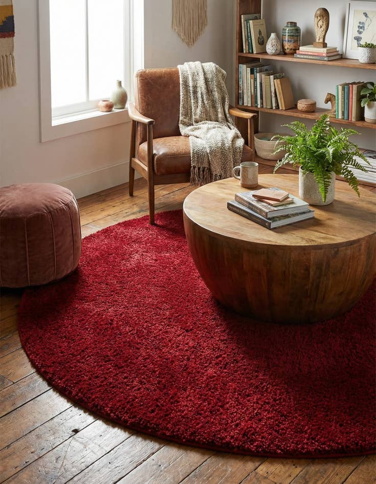 Detail image of 6' x 6' Solid Frieze Round Rug