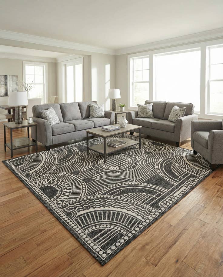 Detail image of 10' x 10' Easy-Clean Traditional Indoor / Outdoor Square Rug