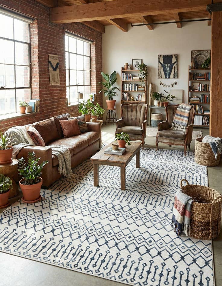 Detail image of 10' x 14' Bohemian Trellis Rug