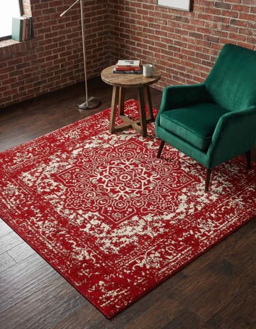 Red Arlington Square Rug