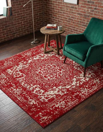Red Arlington Square Rug