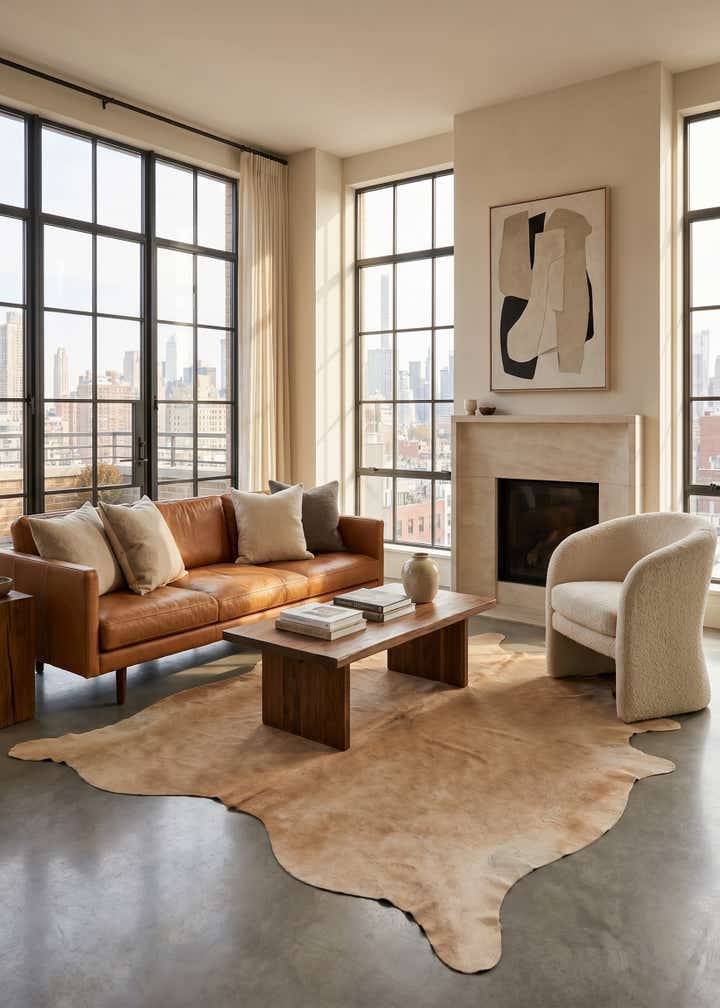 5' 11 x 7' 1 Cowhide Leather Rug