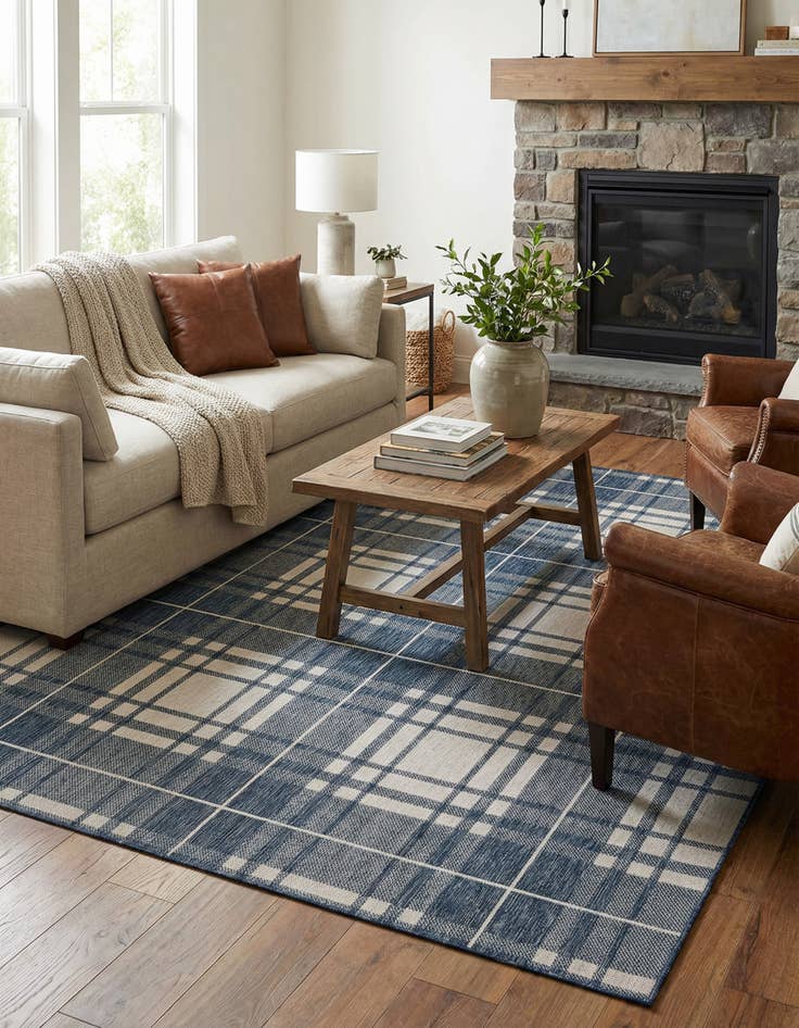 Detail image of 7' 10 x 10'  Washable Checkered Indoor / Outdoor Rug