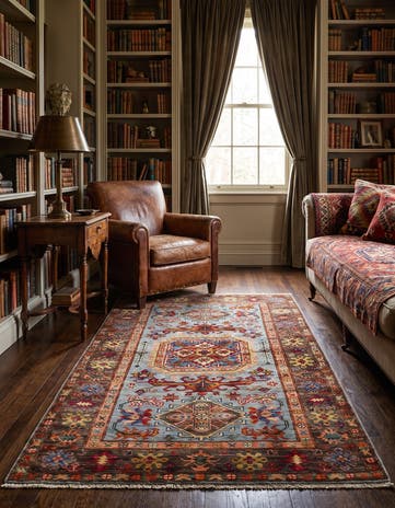 3' 5 x 4' 11 Hand Knotted Kazak Rug