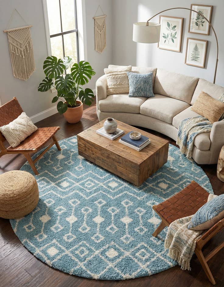 Detail image of 10' x 10' Moroccan Trellis Shag Round Rug