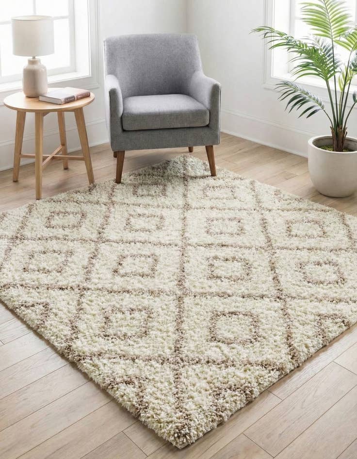Detail image of 5' 3 x 5' 3 Lattice Shag Square Rug