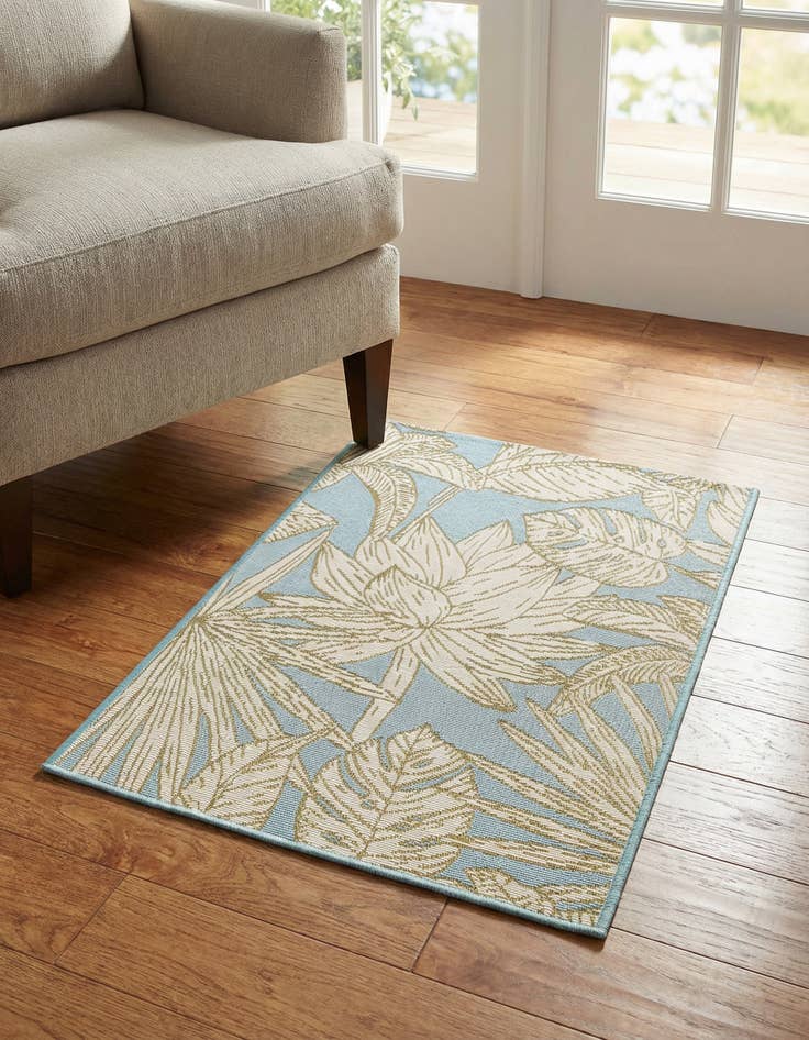 Detail image of 2' x 3' Washable Botanical Indoor / Outdoor Rug
