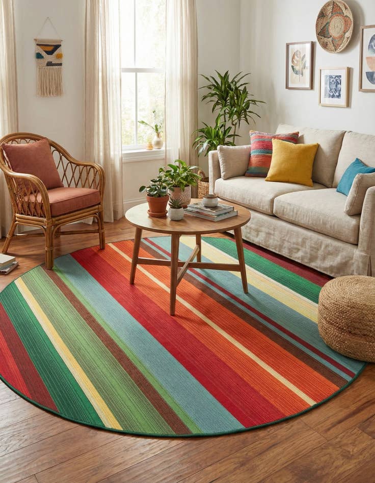 Detail image of 7' x 7' Easy-Clean Modern Indoor / Outdoor Round Rug