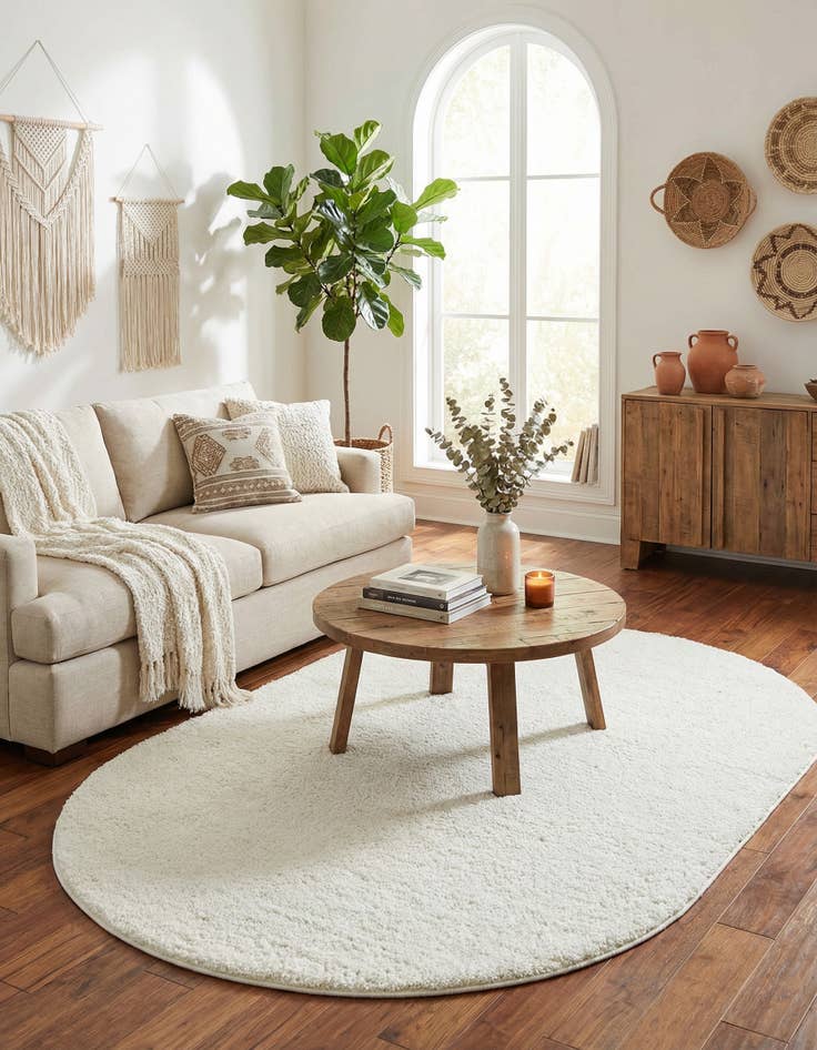 Detail image of  5' 3 x 8' Soft Solid Shag Oval Rug