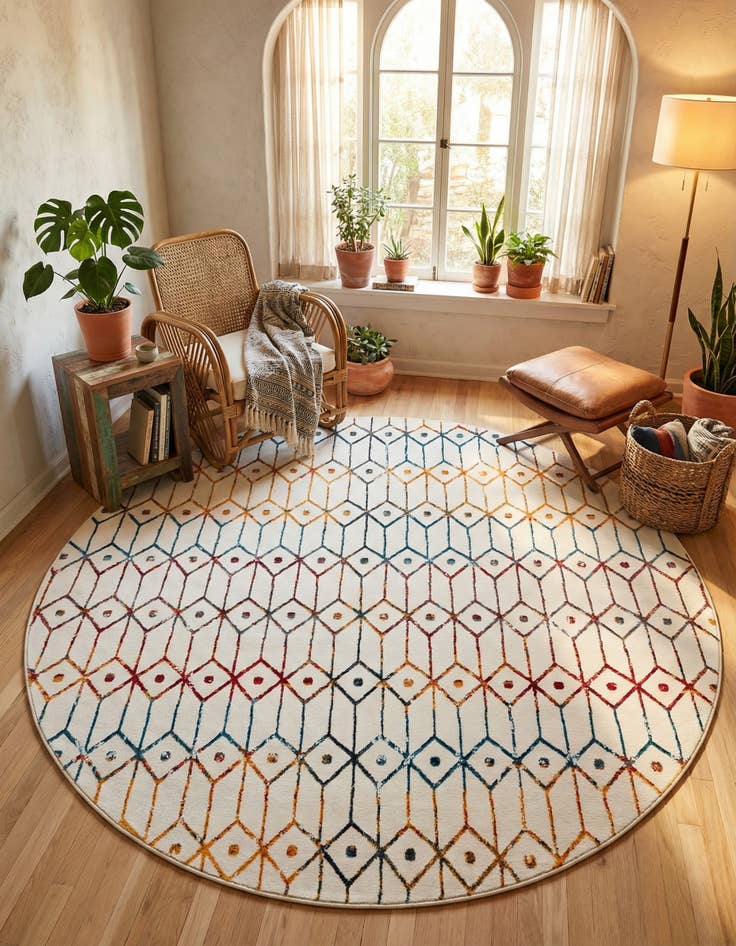 Detail image of 8' x 8' Lattice Trellis Round Rug