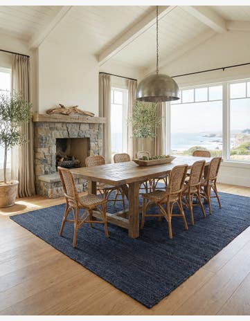 Navy Blue Handmade Braided Jute Rug