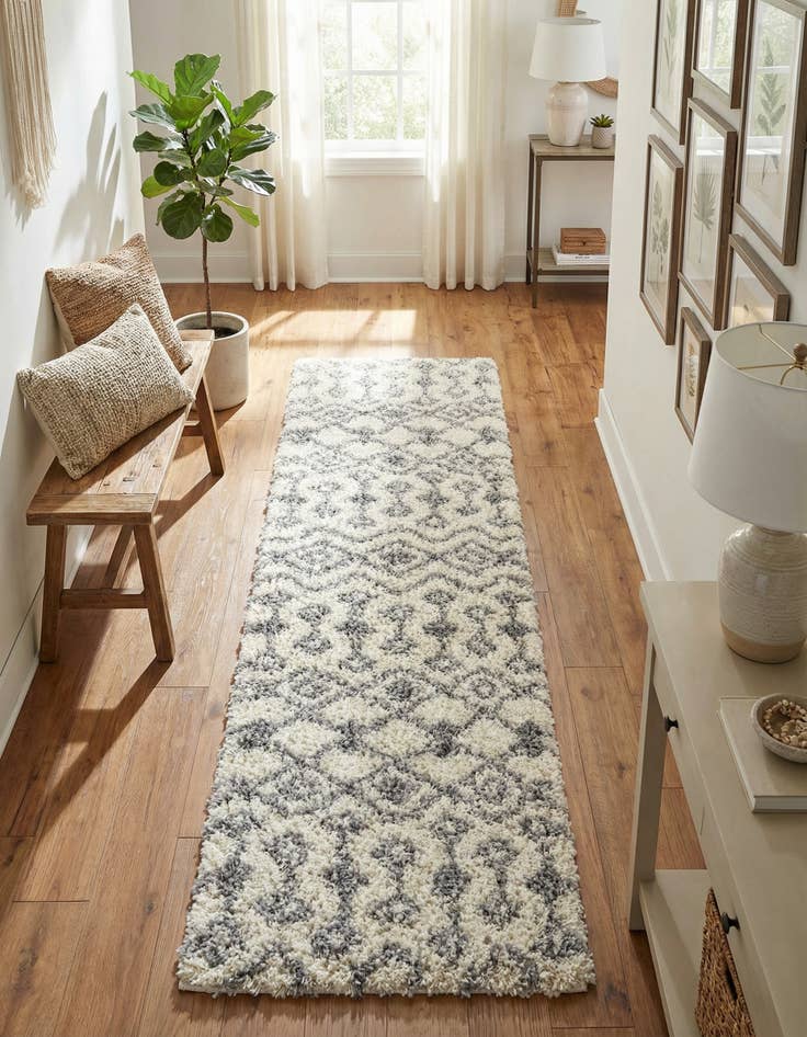 Detail image of 2' x 8' Moroccan Trellis Shag Runner Rug