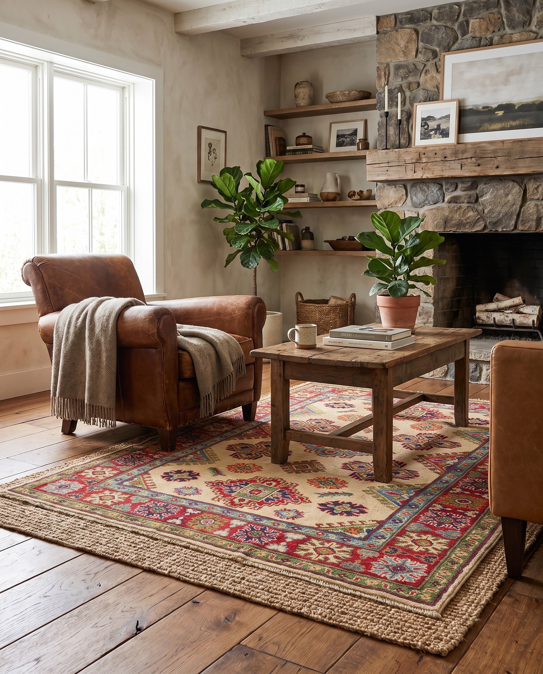 Detail image 3 of 12: 4' 2 x 6' Hand Knotted Kazak Rug