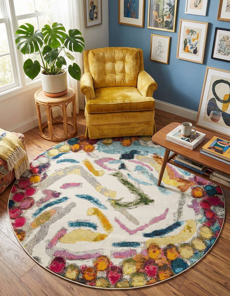 Detail image of 7' x 7' Washable Vivid Round Rug
