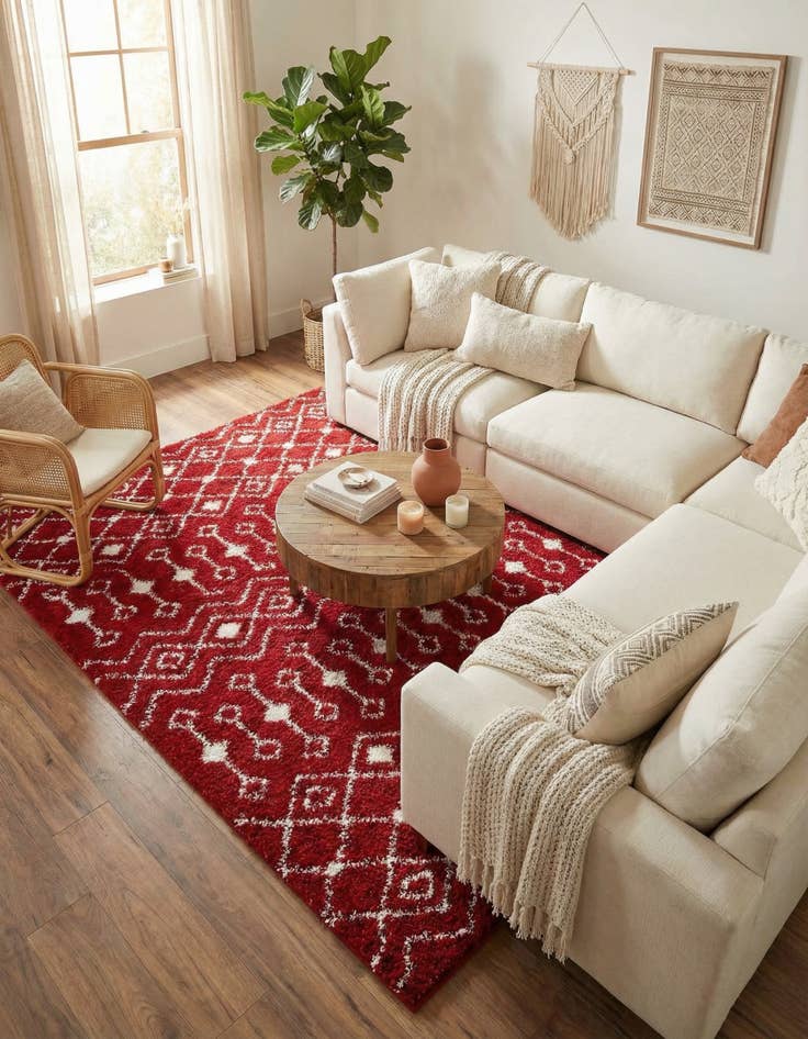 Detail image of 9' x 12' Moroccan Trellis Shag Rug