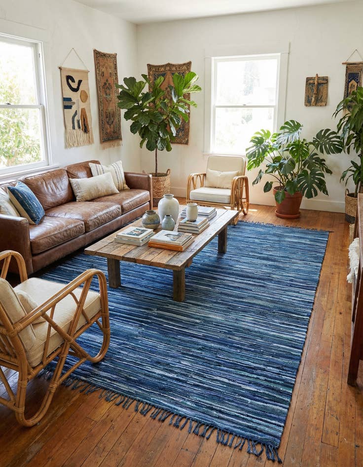 Detail image of 9' x 12'  Hand Woven Chindi Cotton Rug