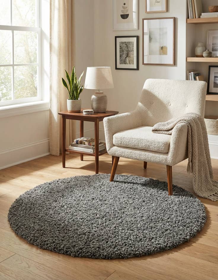 Detail image of 4' x 4' Solid Shag Round Rug