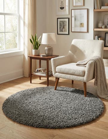 4' x 4' Solid Shag Round Rug