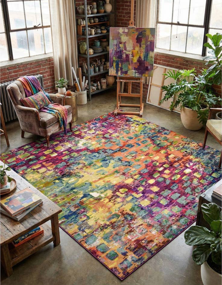 Detail image of 12' 2 x 12' 2 Washable Barcelona Square Rug