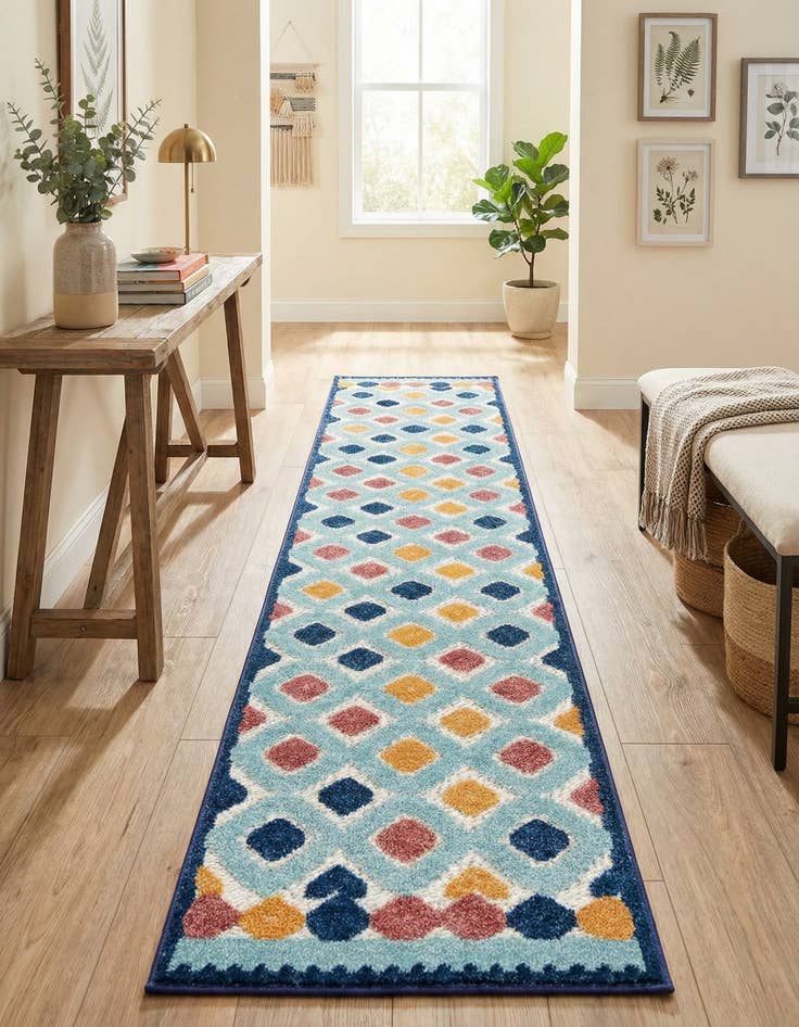 Detail image of 2' x 10'  Washable Belize Indoor / Outdoor Runner Rug