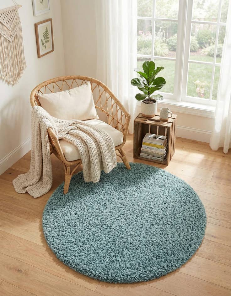 Detail image of 3' x 3' Solid Shag Round Rug