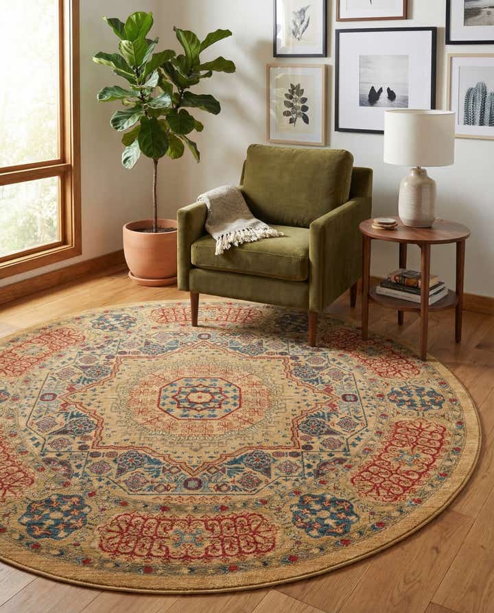 245cm x 245cm Mamluk Alfombra redondo