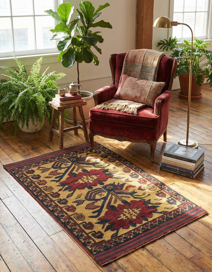 Detail image of 2' 9 x 4' 6 Hand Knotted Sumak Wool Rug