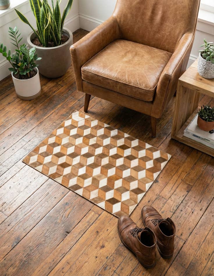 Detail image of 2' x 3' Cowhide Leather Rug