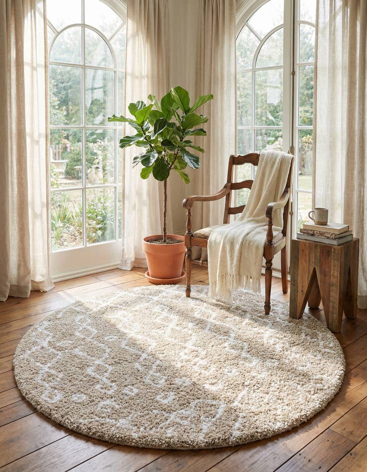 Detail image of 5' x 5' Moroccan Shag Round Rug