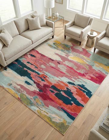 Pink Washable Hyacinth Square Rug
